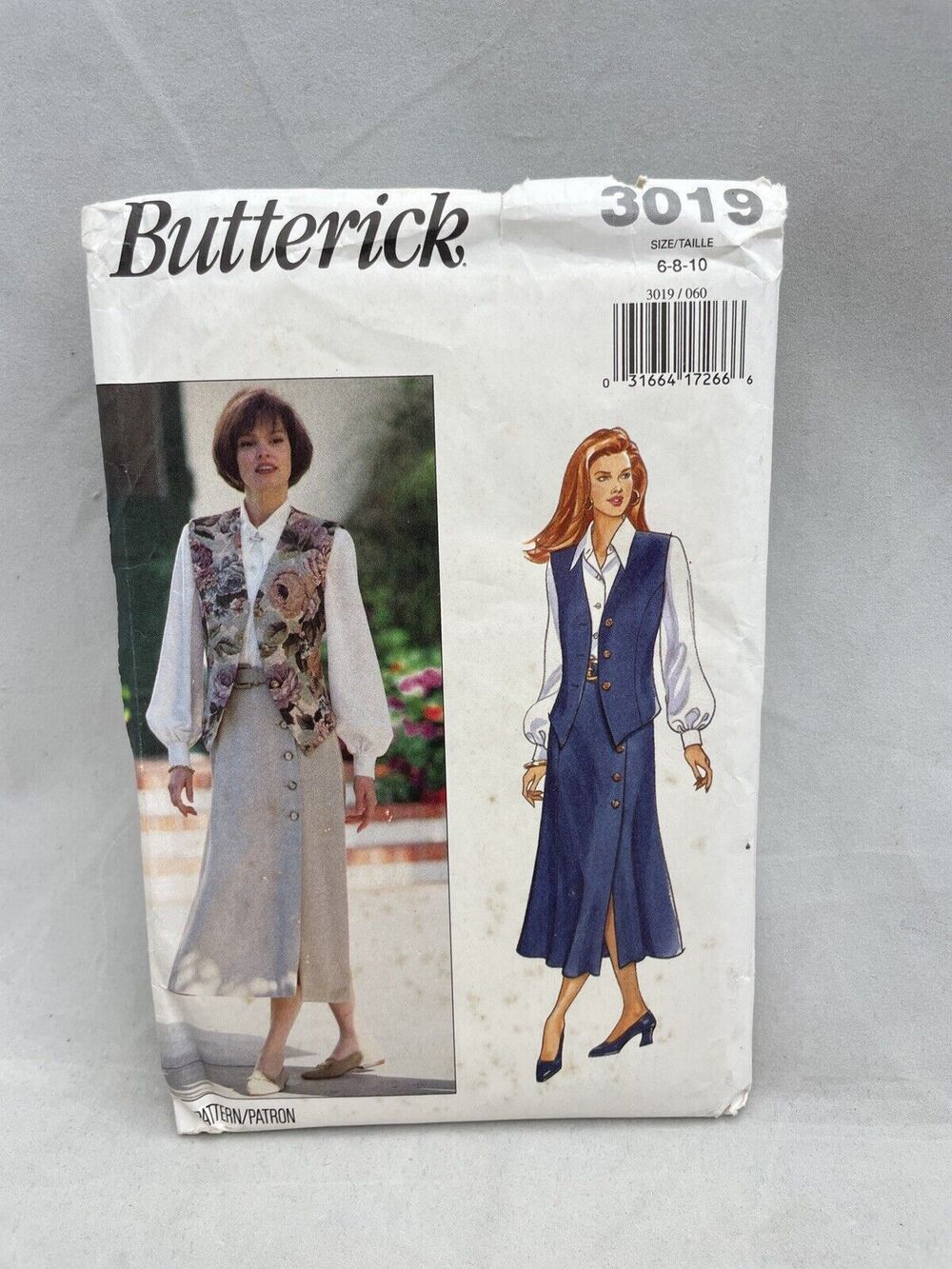 Butterick 3019 Misses Lined Vest Blouse Wrap Skirt Pattern Sizes 6 8 10 Vintage